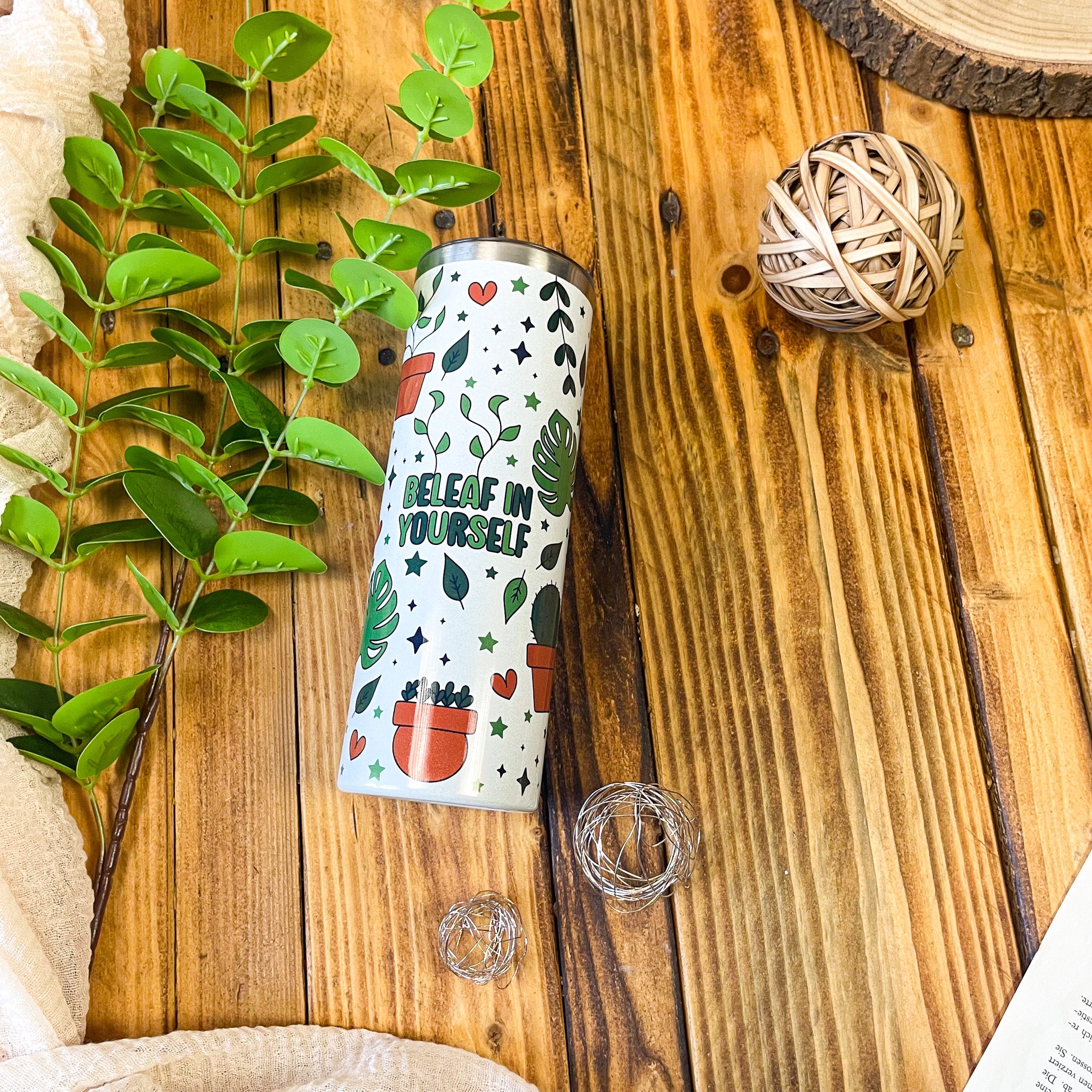 "BeLEAF in Yourself" Glitter-Tumbler